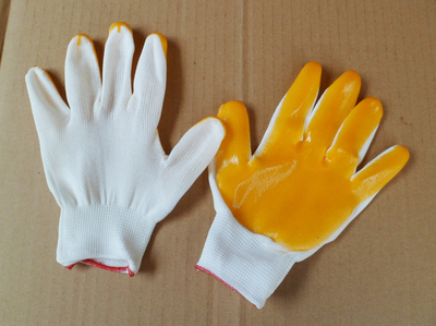 【尼龍PVC 單面掛膠 乳膠橡膠 防滑耐磨 防護工作業(yè) 勞保手套】價格,廠家,圖片,防護手套,臨沂金地開勞保用品-