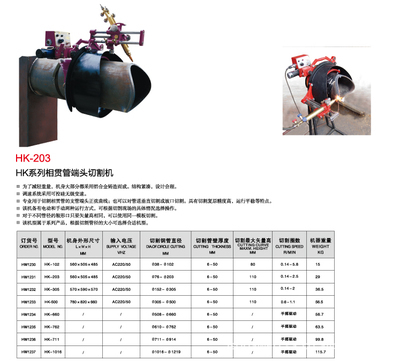【上海華威 HK-203 相貫管端頭切割機】價格,廠家,圖片,其他熱切割設備,南通閃光焊割探傷器材-